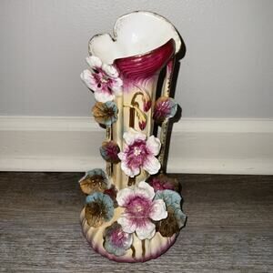 Antique RW Rudolstadt Germany Two Handled Vase Chrysanthemum Art Nouveau